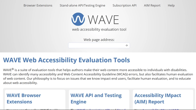 Screenshot des WAVE-Tools zur Web Accessibility Evaluation